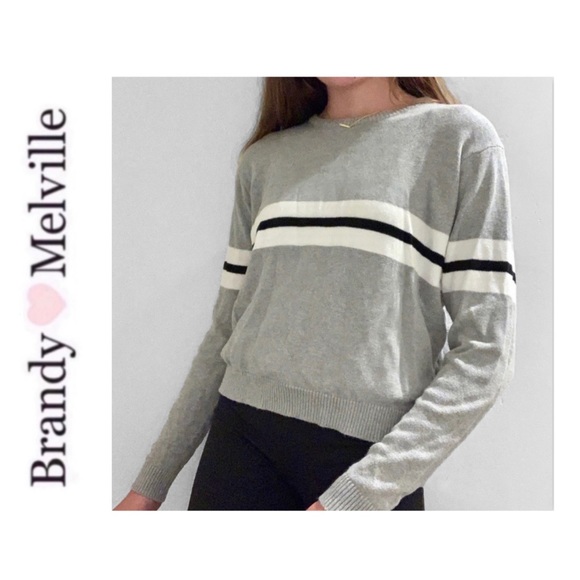Brandy Melville Sweaters Brandy Melville Gray And White Stripe